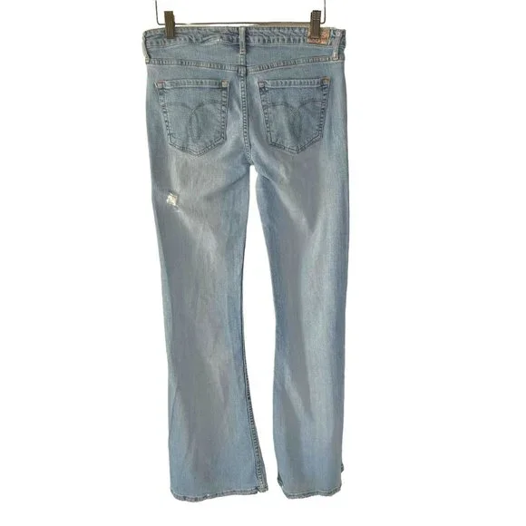 Vintage Y2K Light Blue Flare Leg Denim Low Rise Jeans 7 - Picture 2 of 16
